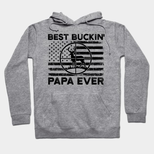 Funny Hunting Gift For Grandpa Best Buckin Papa Ever Hoodie by mittievance